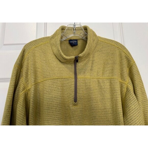 Bill's Khakis 1/4 Zip Fleece Pullover Top Lime Green/Yellow Stripe Men's XXL - Picture 3 of 7